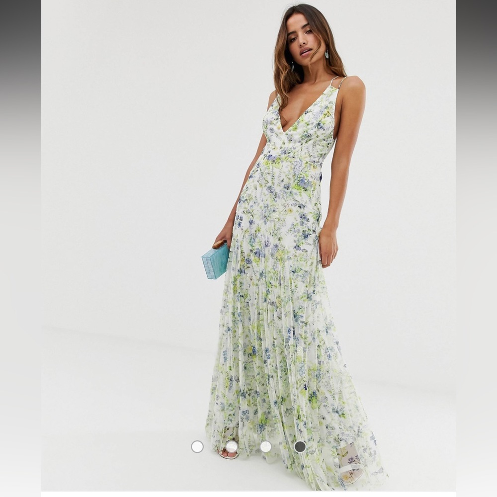 ASOS DESIGN embellished floral strappy back maxi dress